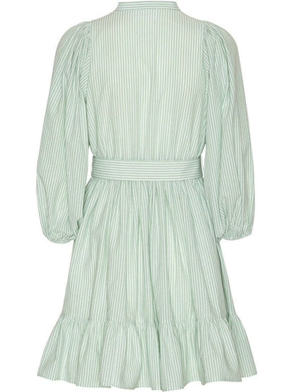 Mya kjole - white with green stripes Helene Studios