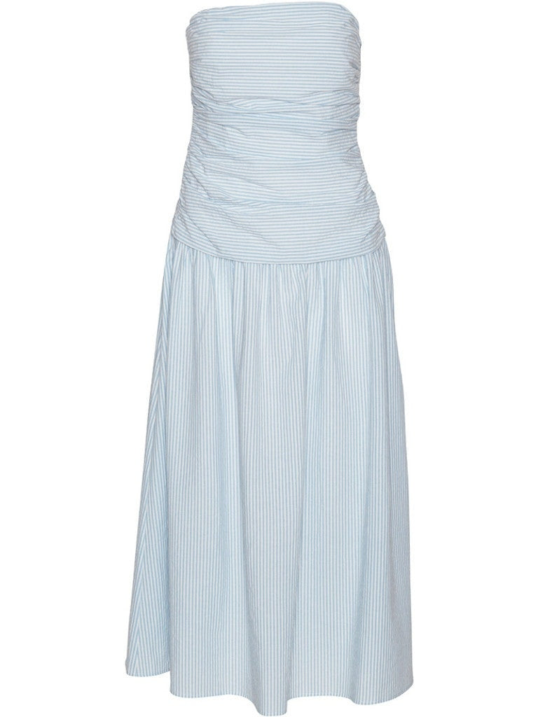 Mya Tube Dress - White with blue stripes Helene Studios