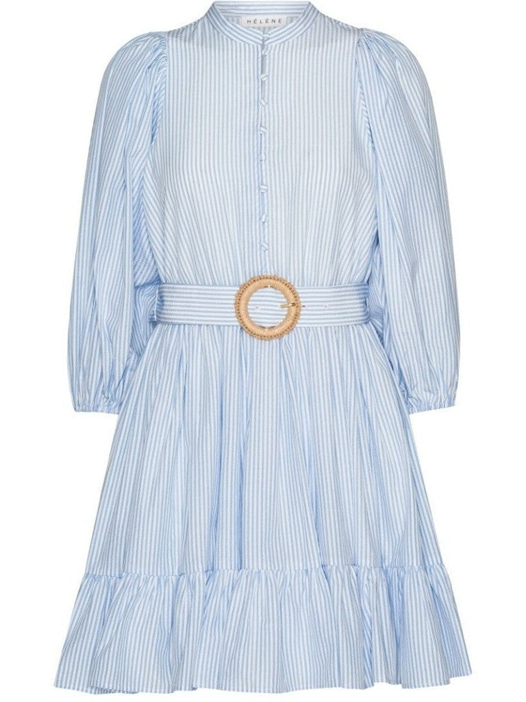 Mya kjole - white with blue stripes Helene Studios