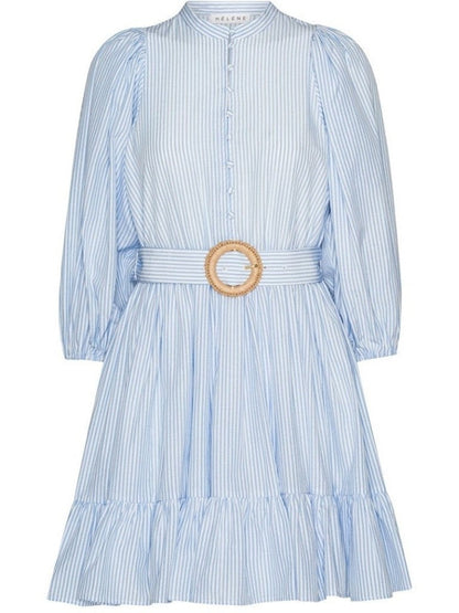 Mya kjole - white with blue stripes Helene Studios
