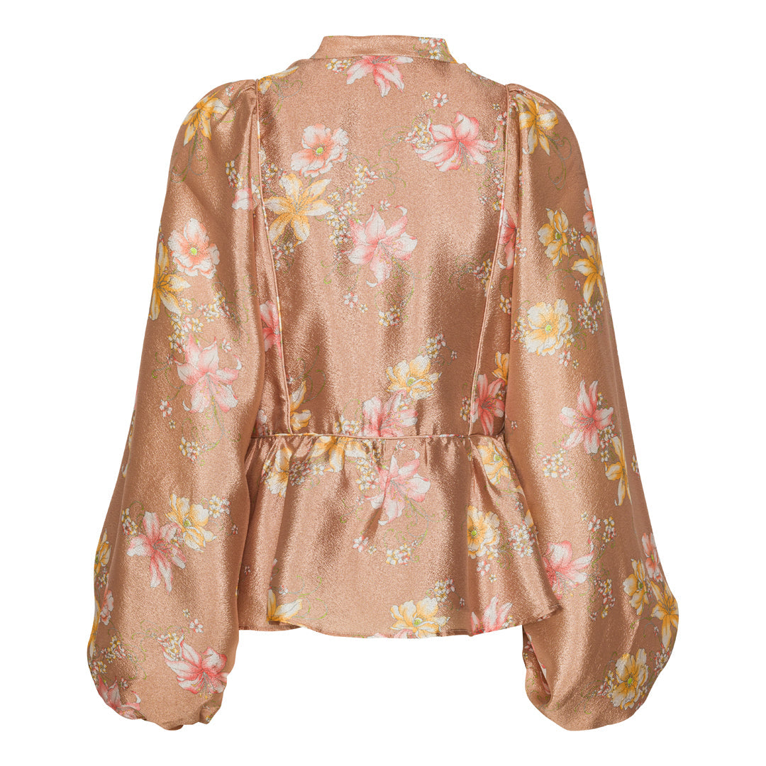 Nova Blouse - Deep pink with flowers