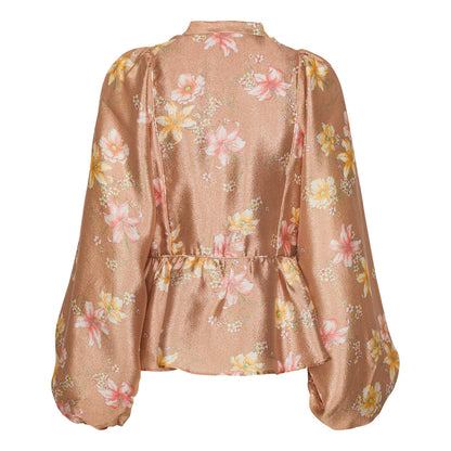 Nova Blouse - Deep pink with flowers