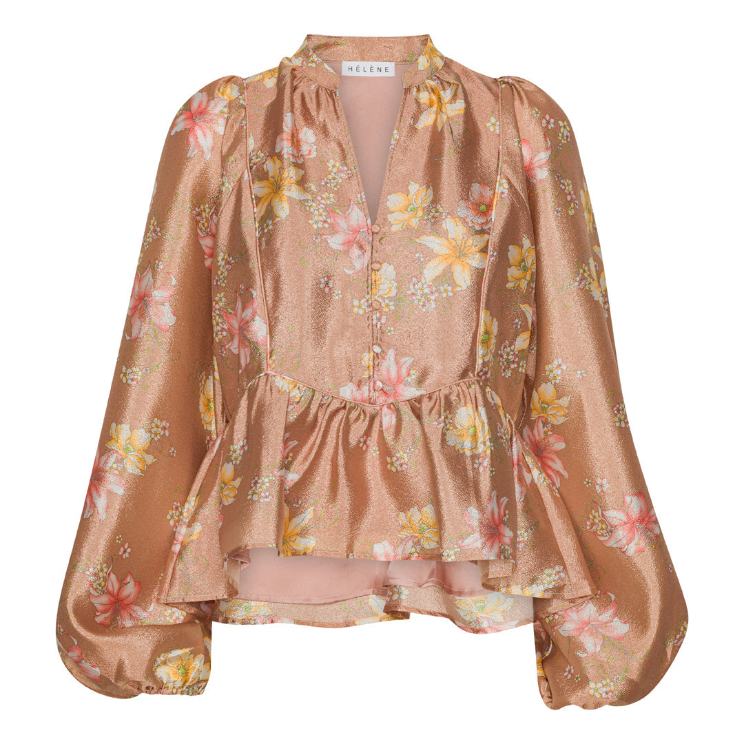 Nova Blouse - Deep pink with flowers