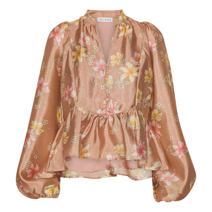 Nova Blouse - Deep pink with flowers