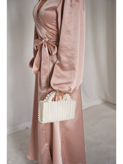 Locki satin maxi kjole - old rose Helene Studios