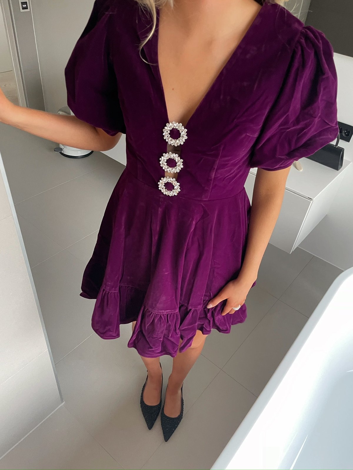 Alba ornament dress - purple Helene Studios