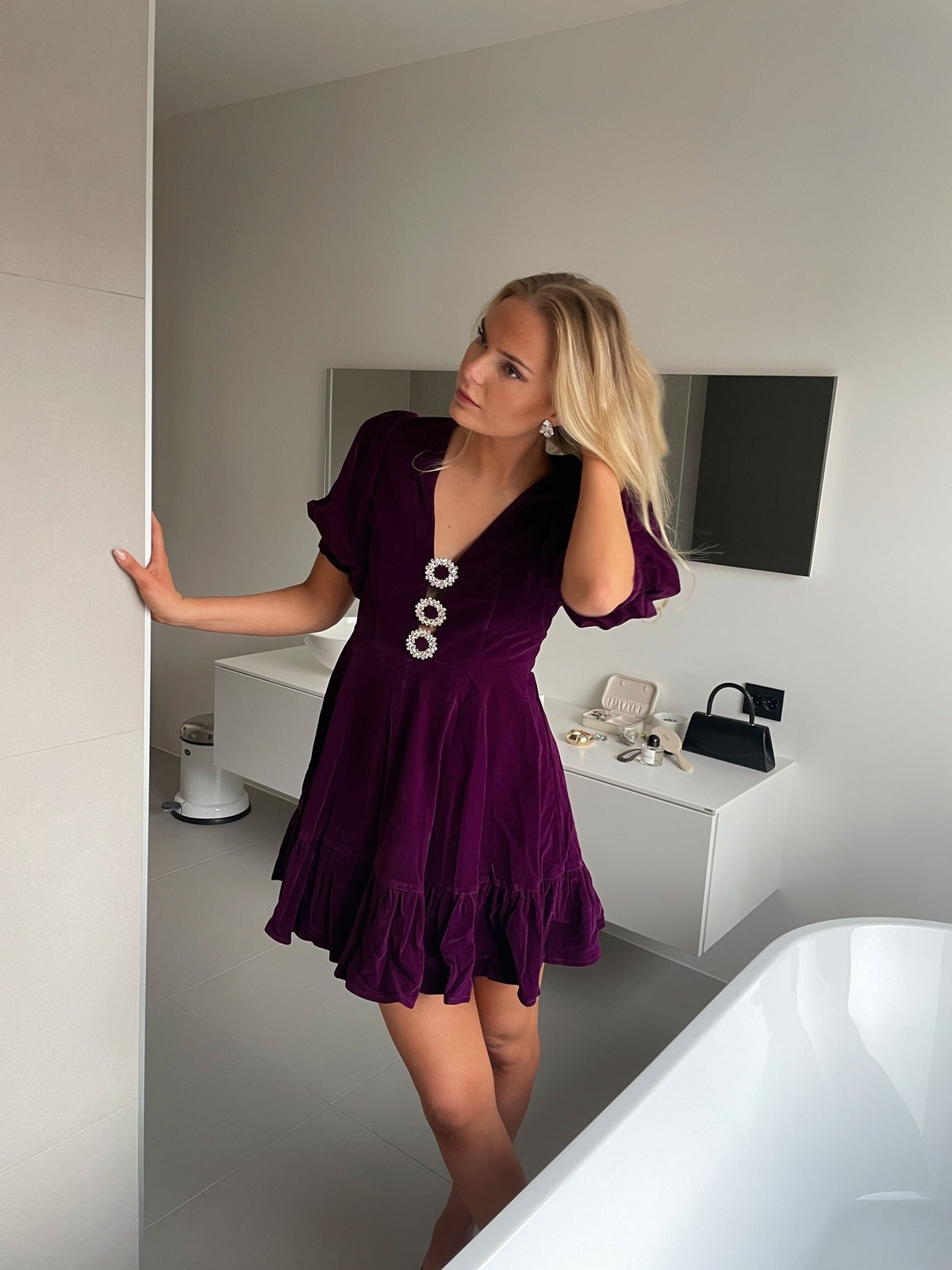 Alba ornament dress - purple Helene Studios
