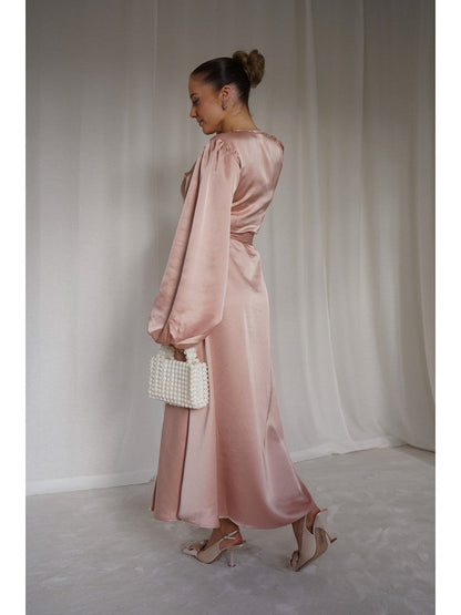 Locki satin maxi kjole - old rose Helene Studios