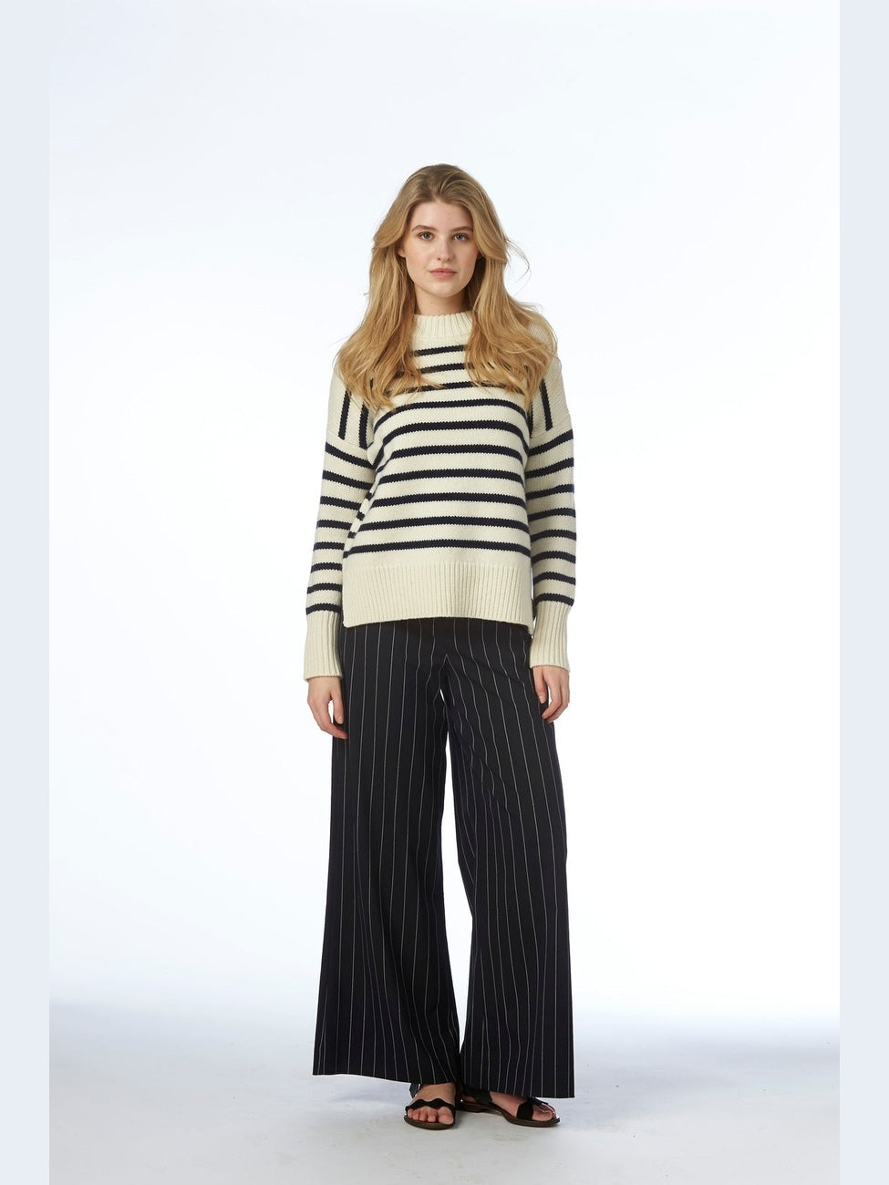 Alma pants - navy pin stripe Helene Studios