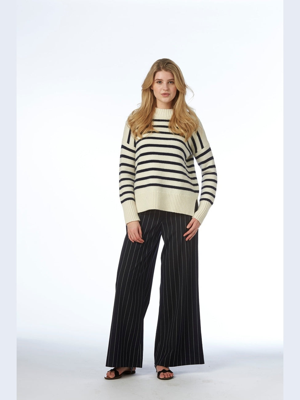 Alma pants - navy pin stripe Helene Studios