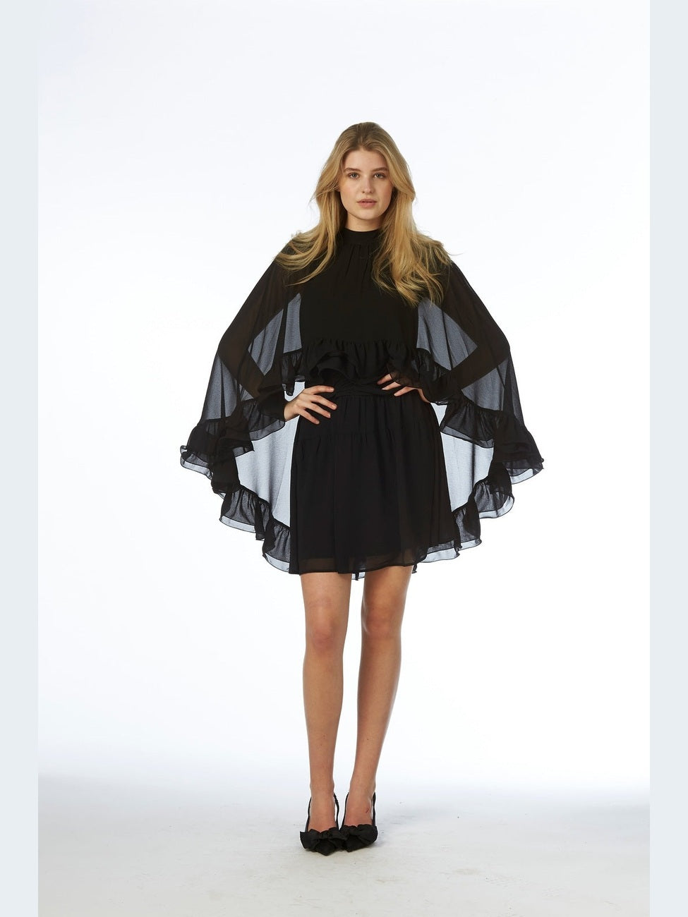 Helena Short Cape Dress - Black