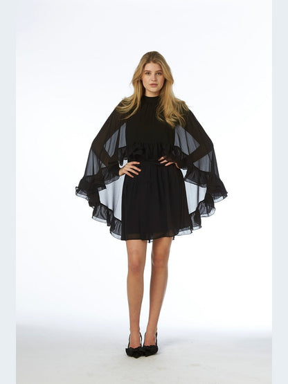 Helena Short Cape Dress - Black