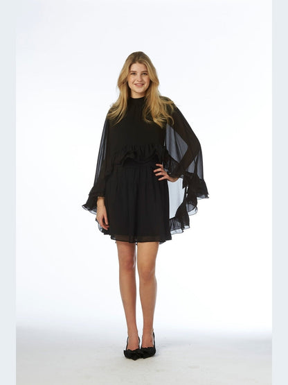 Helena Short Cape Dress - Black