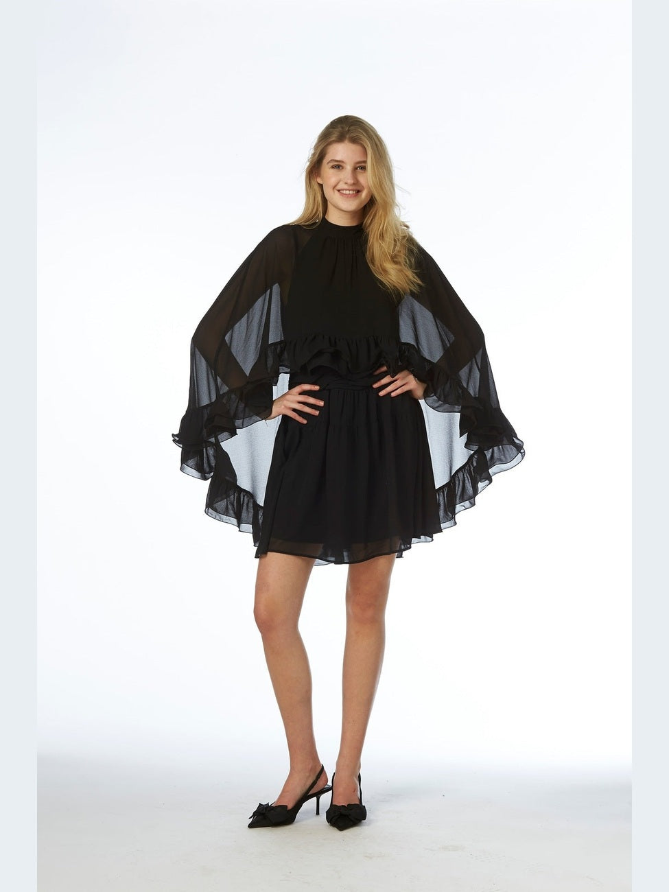 Helena Short Cape Dress - Black