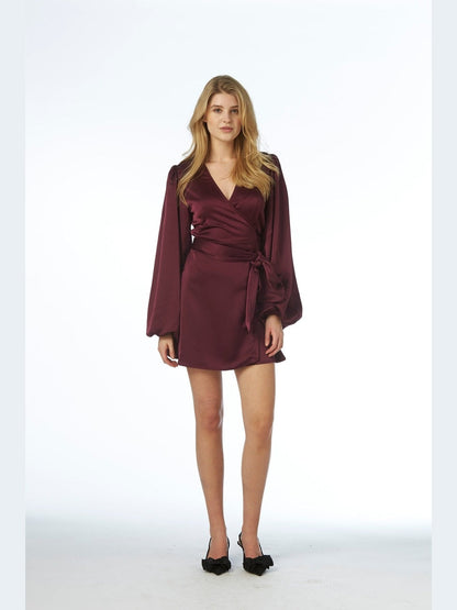 Locki Satin Dress - Maroon