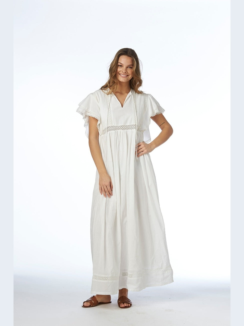Miri lang kjole - white Helene Studios