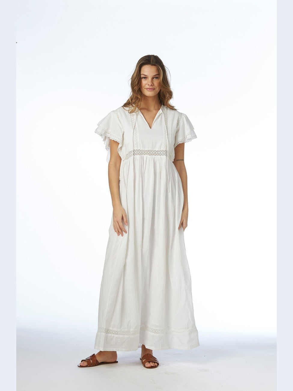 Miri lang kjole - white Helene Studios