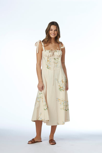 Petra Long Dress - Blue Floral print